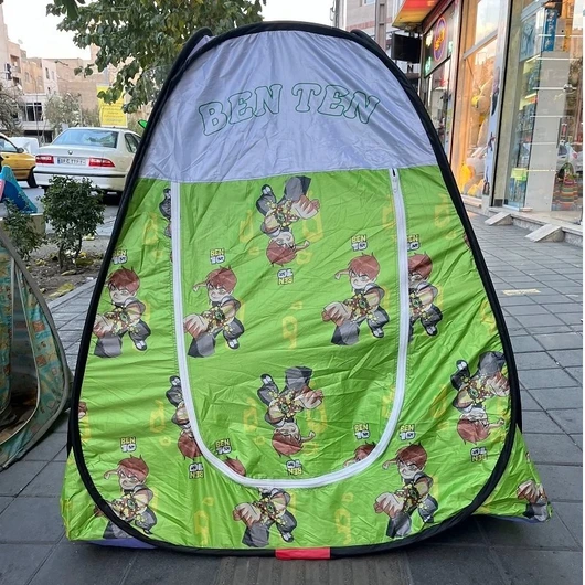 چادر بازی کودک مدل فنری طرح بن تن سایز 2 نفره با پنجره زیپی مناسب هدیه و کادو و سیسمونی2