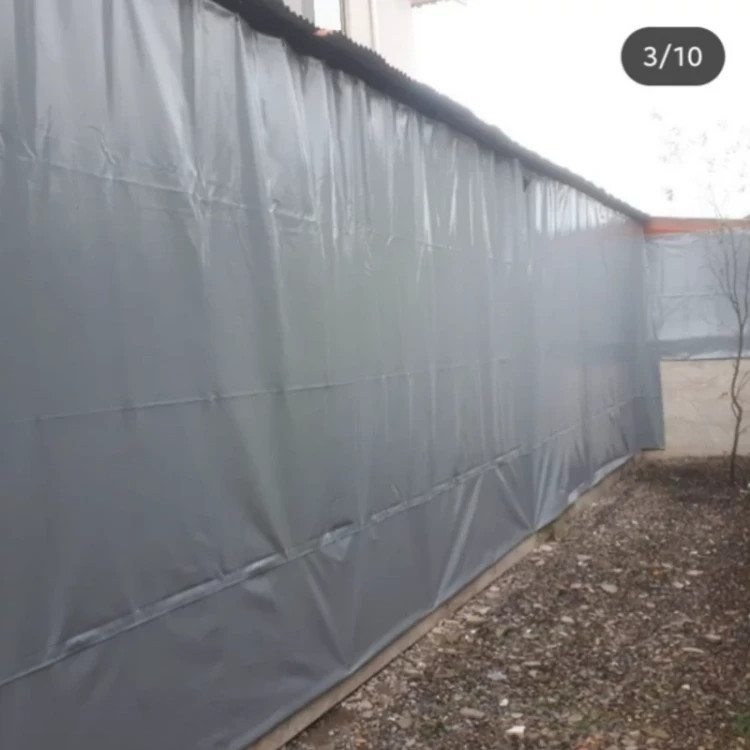 پرده تراسی سه طرف پانچ شده 2 در 5 طوسی یا آبی رنگ
